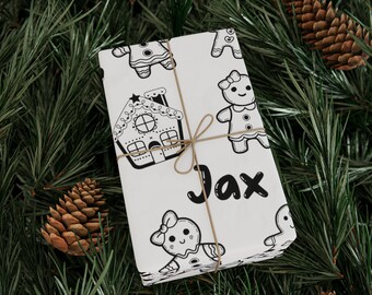 Gingerbread Coloring Book Christmas Gift Wrapping Paper