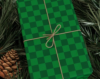 Green Checkered Wrapping Paper, Gamer Gift Wrapping Paper, Christmas Wrapping Paper, Christmas Gift for Him, Gift for Her