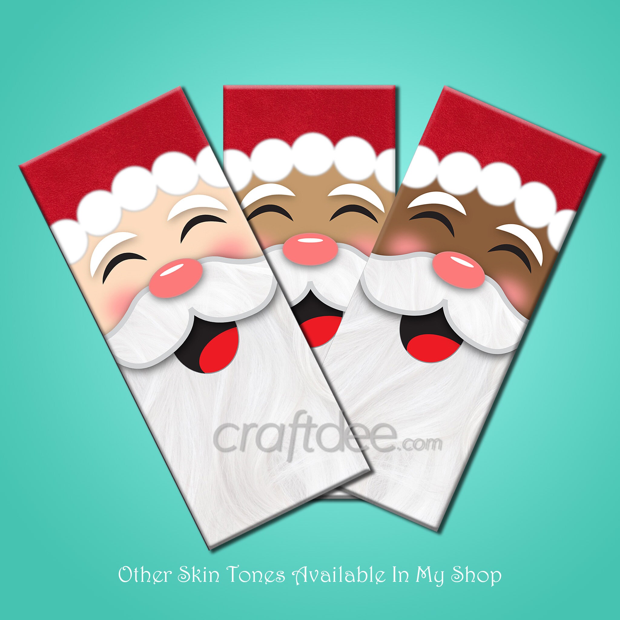 Gift Raper Santa Santa Candy Bar Wrapper: Skin Tone 3, Christmas Party Favor (PDF) - Etsy