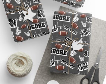 Papel de regalo de fútbol, gris y negro, celebraciones con temática de fútbol, ideas únicas para envolver regalos, papel de regalo de cumpleaños deportivo, regalo del Super Bowl, fan