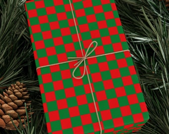 Green and Red Checkered Wrapping Paper, Merry Christmas Wrapping Paper, Special Gift, Don't Open Till Christmas, Christmas Wrap