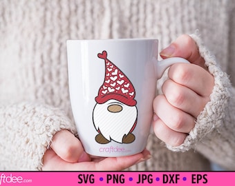 Gnome Heart Hat SVG, Valentine's Day SVG, Gnomes SVG, Valentine Shirt Design, Cut Files, Valentine Clipart