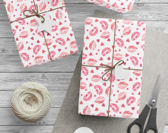 Besos de San Valentín, Papel de regalo navideño, Papel de regalo de San Valentín, Papel de regalo de San Valentín, Rollo de papel de regalo de San Valentín
