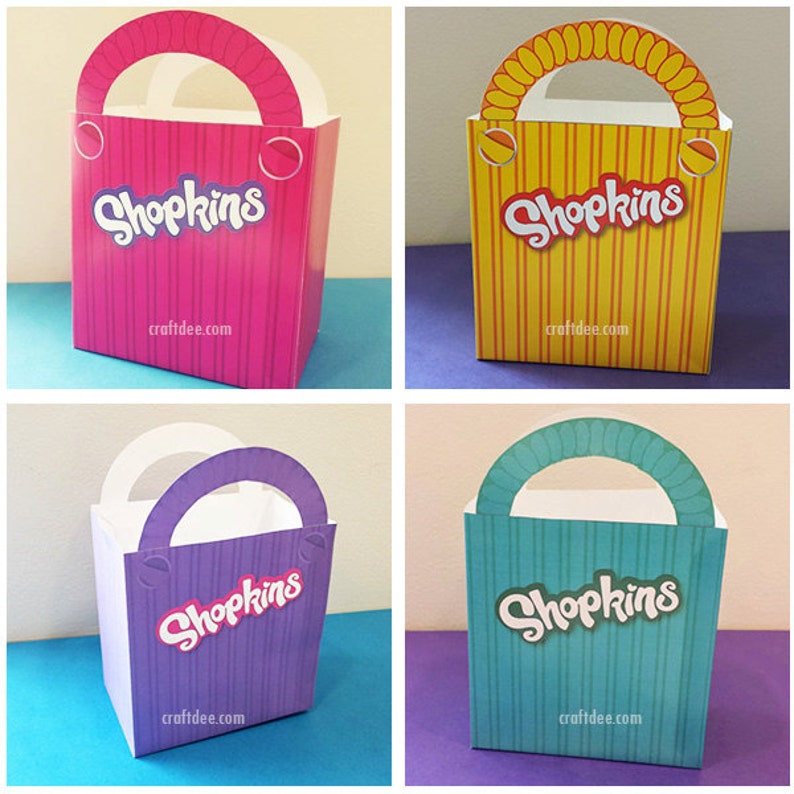 4 Shopkins Shopping Bags Printable Shopkins Birthday Party Favor image 2