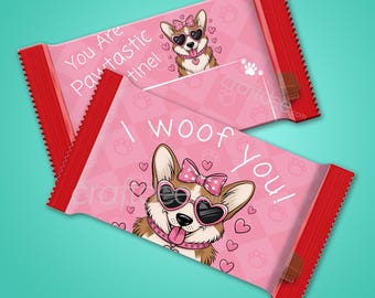 Envoltorio de dulces de San Valentín para perros: Te quiero, regalo de Galentine (PDF)