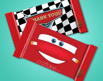 Lightning McQueen Wrappers,  Cars Birthday Party, Cars Theme Birthday Party, Cars Kit Kat Candy Wrapper, Birthday Party for Boy, Cars Table