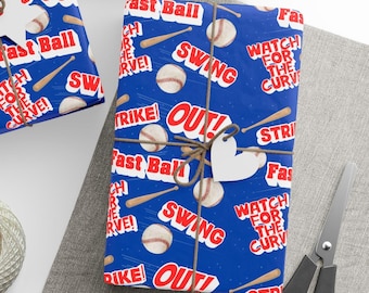 Papel de regalo con temática de béisbol: Rollo de papel de regalo brillante