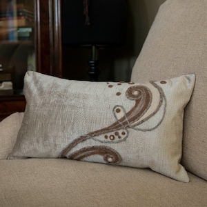Modern Textured Accent Pillow Cover. Hand Needle Felted Lumbar Pillow. Natural Wool Fibers. Decorative Fiber Art Cushion. Designer Fabric.