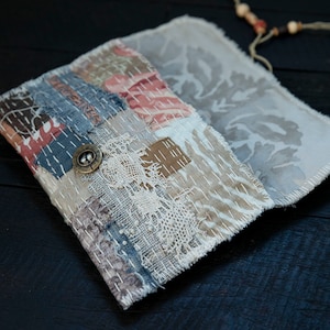 PDF instructions, instant download, sewing tutorial for Japanese boro-inspired patchwork clutch with sashiko stitching. Slow-stitched pouch. image 7