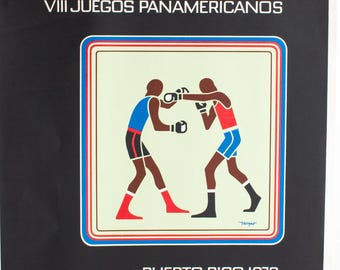 Vintage Lorenzo Homar Boxing Poster: 1979 Pan American Games Art