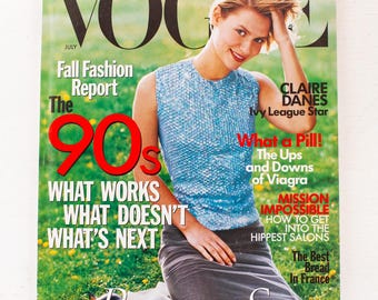 Vintage Vogue Magazine July 1998: Actress Claire Danes Cover, the