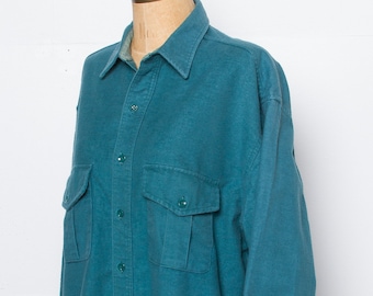 vintage Eddie Bauer turquoise chamois flannel shirt | 90s