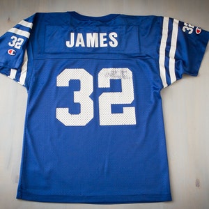 Vintage Edgerrin James CHAMPION Football Jersey (c.1990&#39;s)  / Indianapolis Colts Blue Jersey - Youth Medium - RETRO Hipster Colts Fans