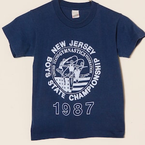 vintage jaren '80 Gymnastiek t-shirt 1987 | De grootte van de jeugd