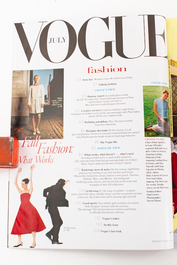 Vintage Vogue Magazine July 1998: Actress Claire Danes Cover, the