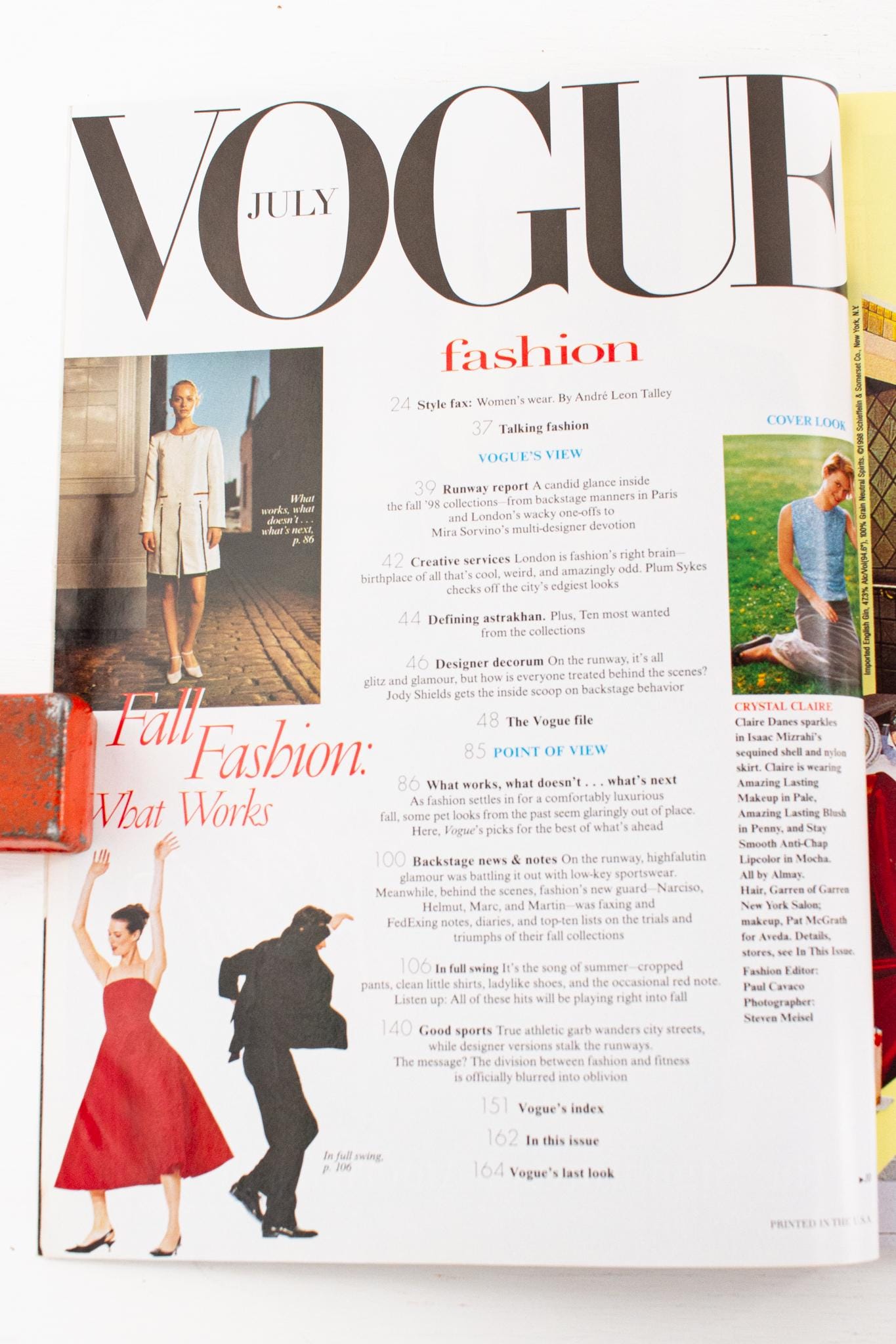 Vintage Vogue Magazine July 1998: Actress Claire Danes Cover, the