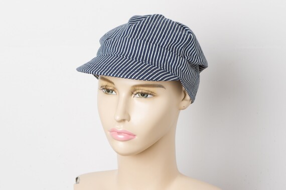 vintage Hickory Striped Engineer Cap - image 3