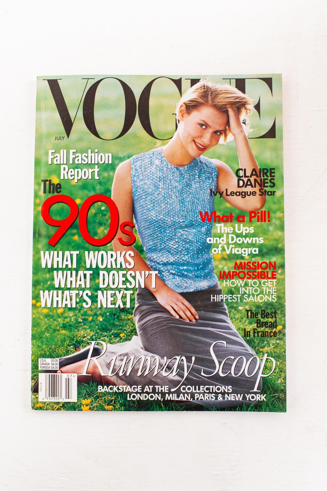 Vintage Vogue Magazine July 1998: Actress Claire Danes Cover, the