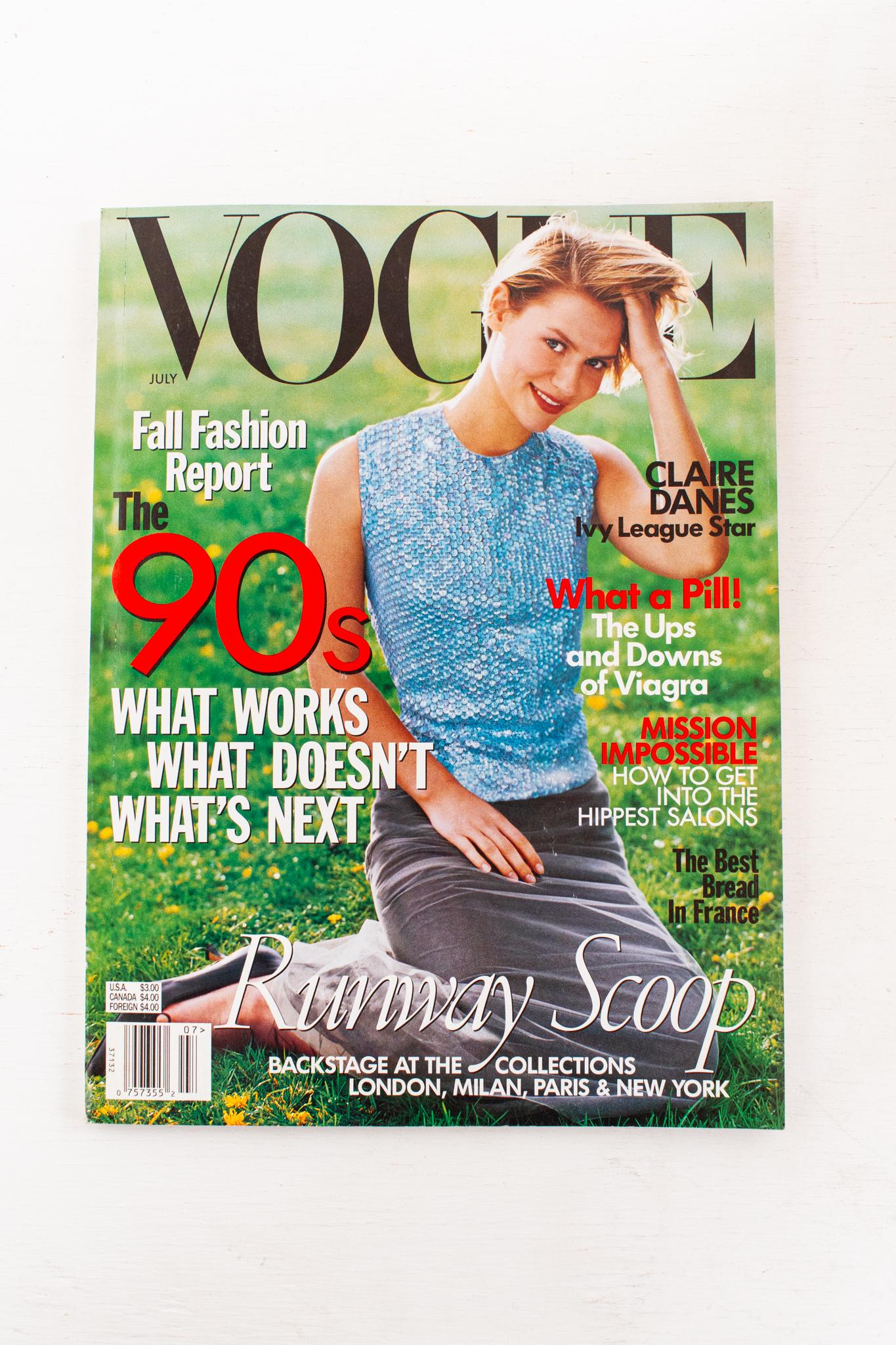 Vintage Vogue Magazine July 1998: Actress Claire Danes Cover, the