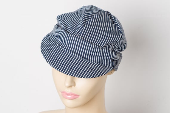 vintage Hickory Striped Engineer Cap - image 1