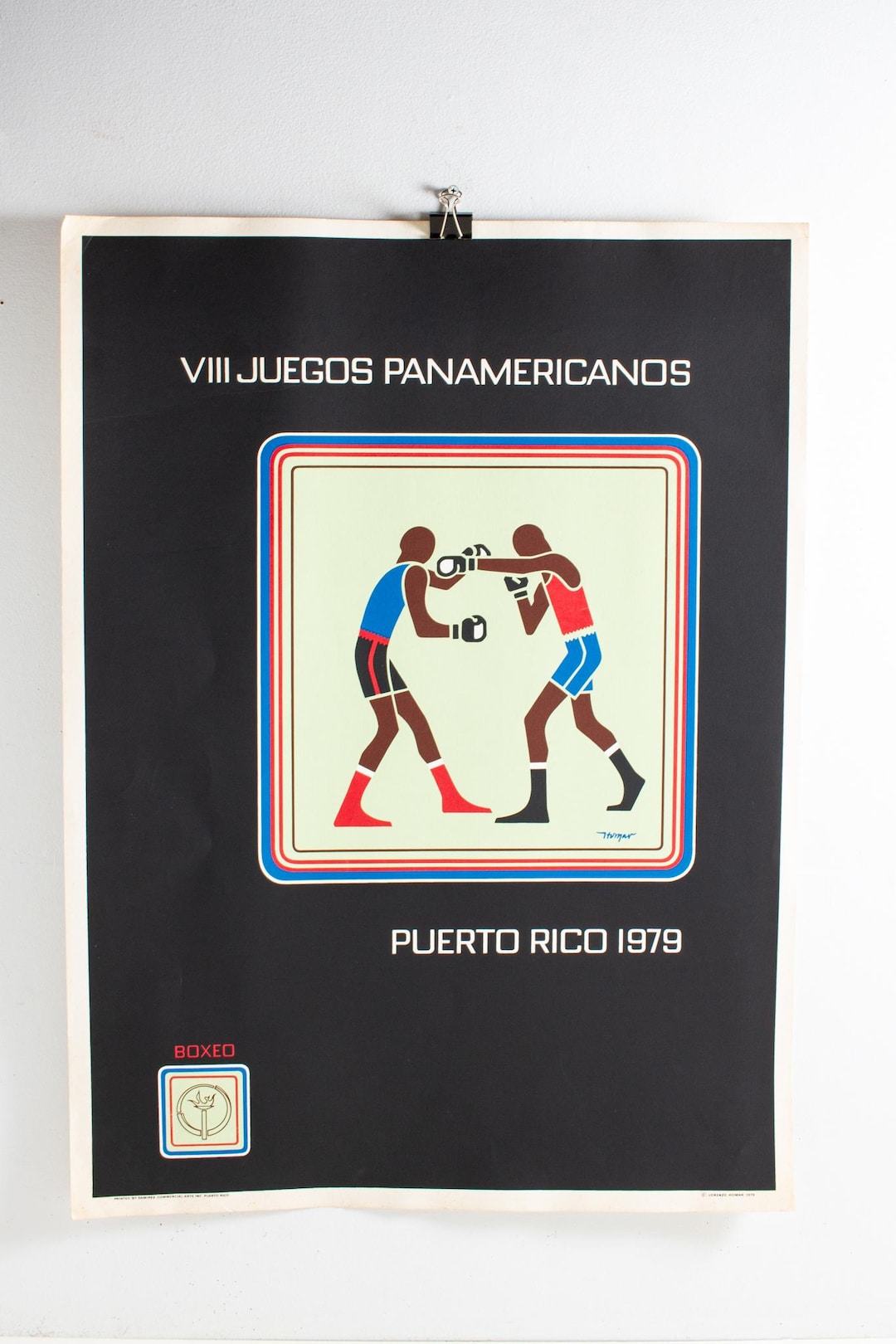 Vintage Lorenzo Homar Boxing Poster: 1979 Pan American Games Art