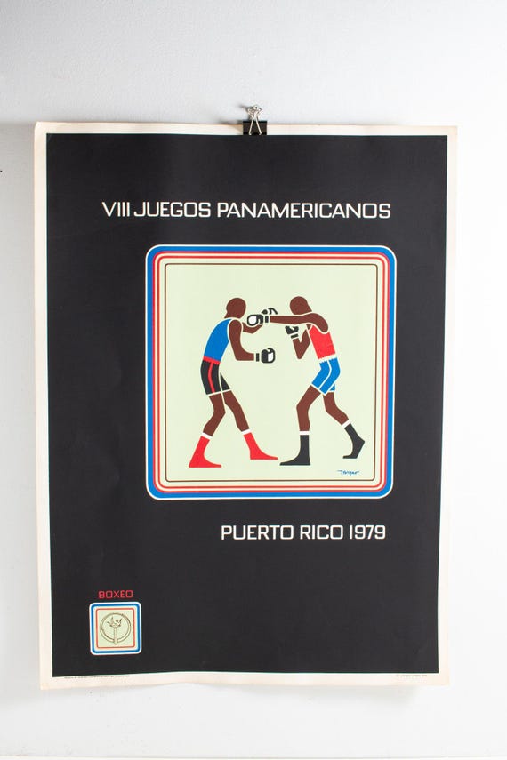 Vintage Lorenzo Homar Boxing Poster: 1979 Pan American Games Art