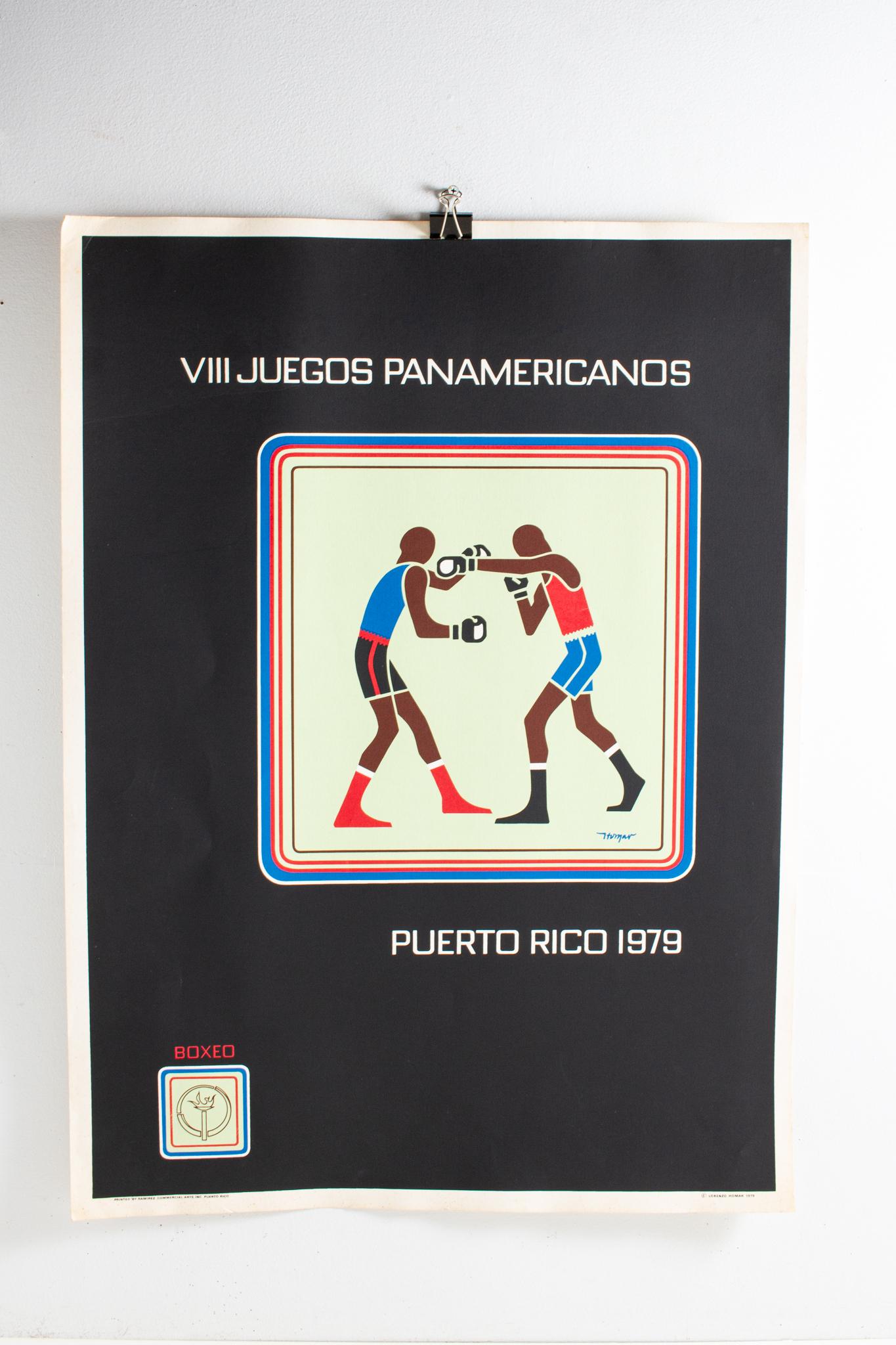 Vintage Lorenzo Homar Boxing Poster: 1979 Pan American Games Art