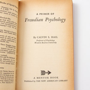 A Primer of Freudian Psychology (1955, Hall) Mentor Book Series | 50s Psychoanalysis image 4