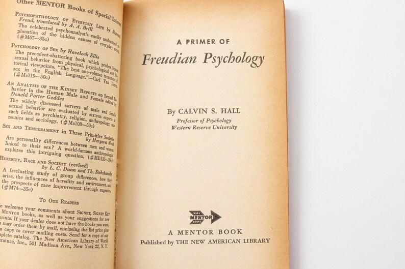 A Primer of Freudian Psychology (1955, Hall) Mentor Book Series | 50s Psychoanalysis image 4