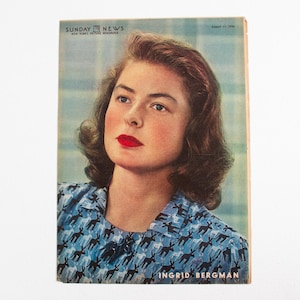 Ingrid Bergmann | 1947 Vintage Farbportrait | Original 1940 Hollywood Print, Ikone, Prop, Ephemera