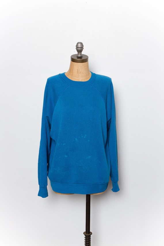 vintage blue raglan sweatshirt | 80s DISTRESSED - image 1