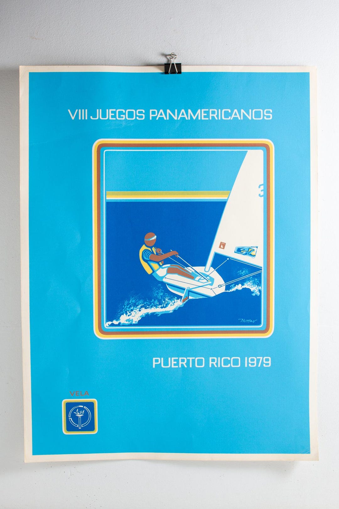 Vintage Lorenzo Homar Sailing Poster: 1979 Pan American Games Art