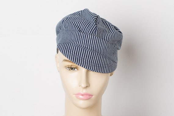 vintage Hickory Striped Engineer Cap - image 4