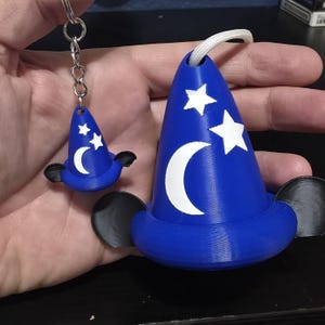 Sorcerer’s Apprentice Hat Keychain or Large Christmas Ornament | Wizard Hat 3D Printed Bag Charm | Park Inspired Accessory for Loungefly