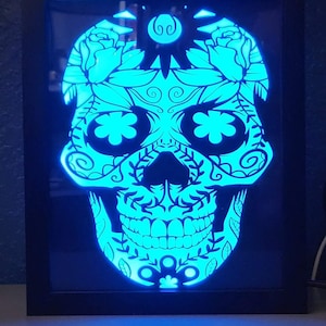 Sugar Skull LED Shadow Box | Day of the Dead | Dia De Los Muertos | Halloween