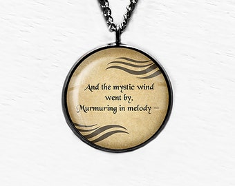 Edgar Allan Poe Mystic Wind went by Murmuring in Melody Pendant Necklace