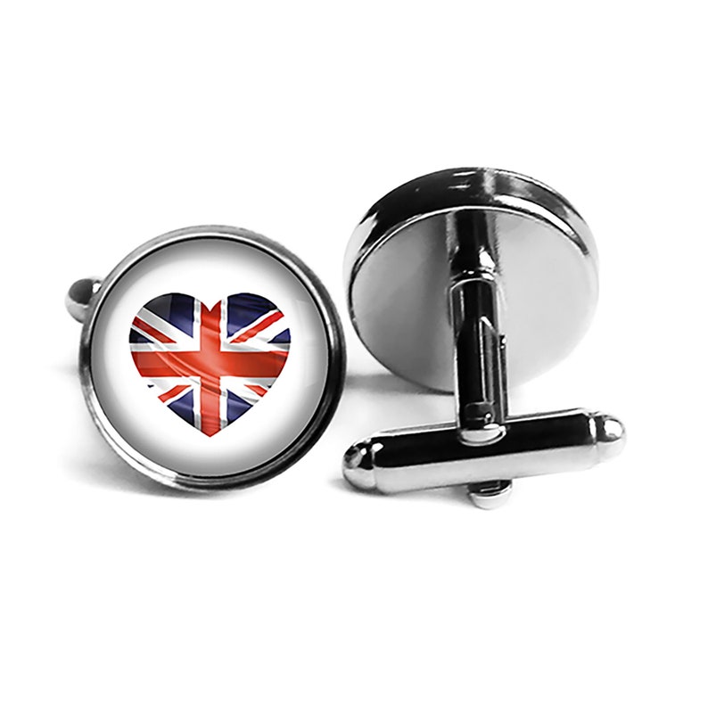 UK United Kingdom Flag Heart Cufflinks