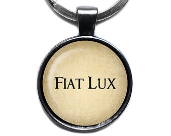 Latin Phrase Quote Saying Fiat Lux Let There Be Light Old Testament Genesis 1 3 Keychain Keyring