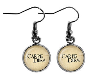 Latin Phrase Quote Saying Carpe Diem Seize the Day Horace Roman Poet Earrings