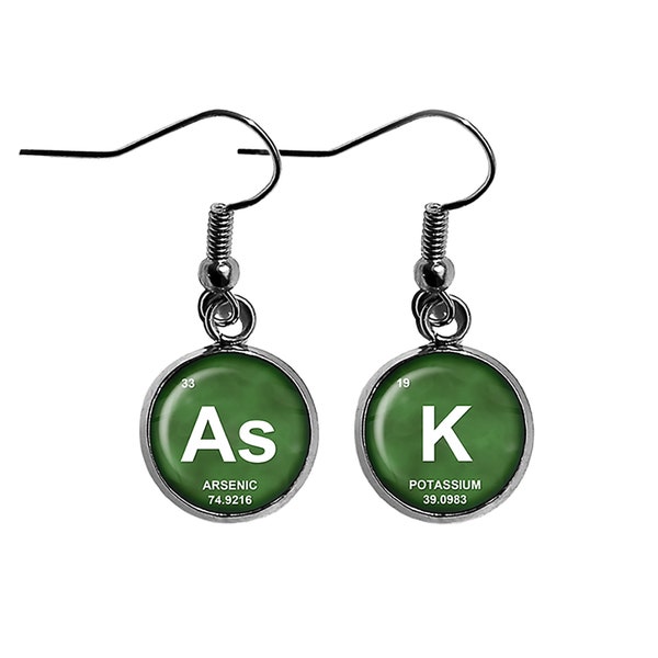 Periodic Table Elements AsK Arsenic Potassium Geek Earrings