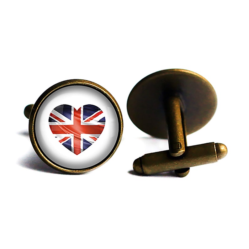 UK United Kingdom Flag Heart Cufflinks