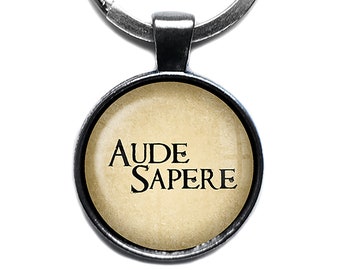 Latin Phrase Quote Saying Aude Sapere Dare to Know Keychain Keyring