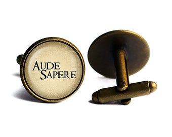 Latin Phrase Quote Saying Aude Sapere Dare to Know Cufflinks