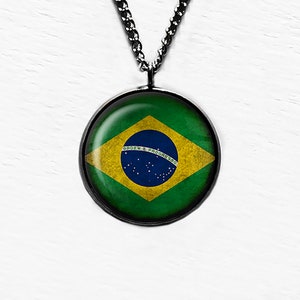 Brazil Map And Flag Pendant Necklace Brasil Men Gold Maps Flag Pendant  Necklaces