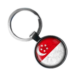Singapore Singaporean Flag Keychain Keyring