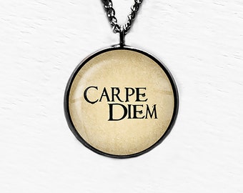 Latin Phrase Quote Saying Carpe Diem Seize the Day Horace Roman Poet Pendant Necklace