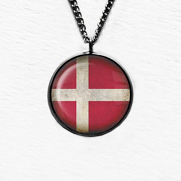 Denmark Danish Flag Pendant & Necklace