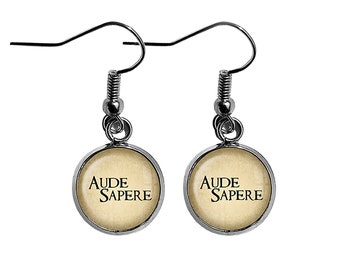 Latin Phrase Quote Saying Aude Sapere Dare to Know Earrings
