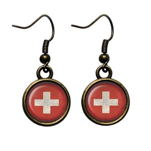 Switzerland Swiss Flag Earrings