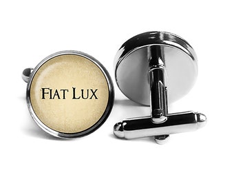 Latin Phrase Quote Saying Fiat Lux Let There Be Light Old Testament Genesis 1 3 Cufflinks